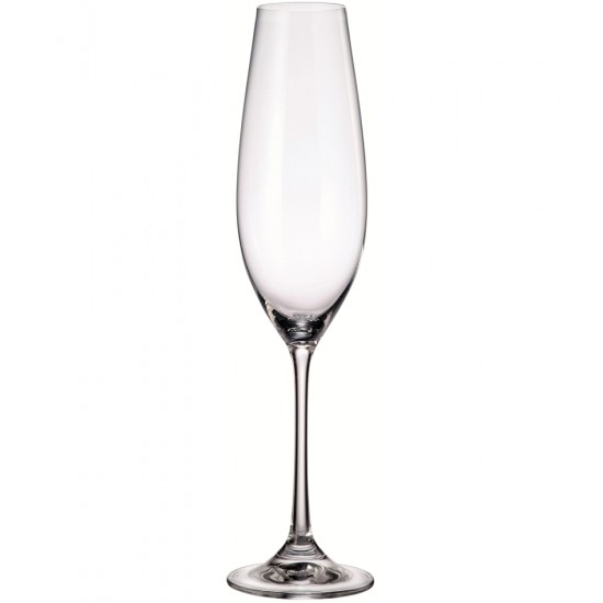 Jogo 6 Taças 260ml Para Champanhe Columba de Cristal Ecológico